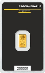  Argor- Herareus zlatý slitek 1 g