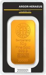 Argor -Heraeus zlatý slitek  50 g